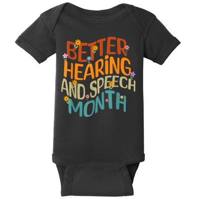 Retro Better Hearing And Speech Month Speech Pathologist SLP Baby Bodysuit