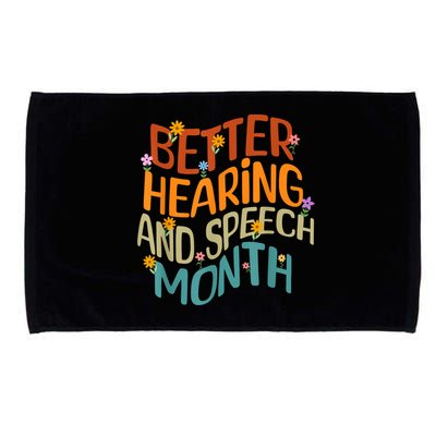 Retro Better Hearing And Speech Month Speech Pathologist SLP Microfiber Hand Towel