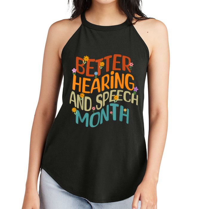 Retro Better Hearing And Speech Month Speech Pathologist SLP Women's Perfect Tri Rocker Tank