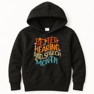 Retro Better Hearing And Speech Month Speech Pathologist SLP Kids Hoodie