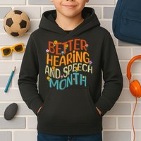 Retro Better Hearing And Speech Month Speech Pathologist SLP Kids Hoodie