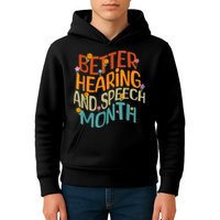 Retro Better Hearing And Speech Month Speech Pathologist SLP Kids Hoodie