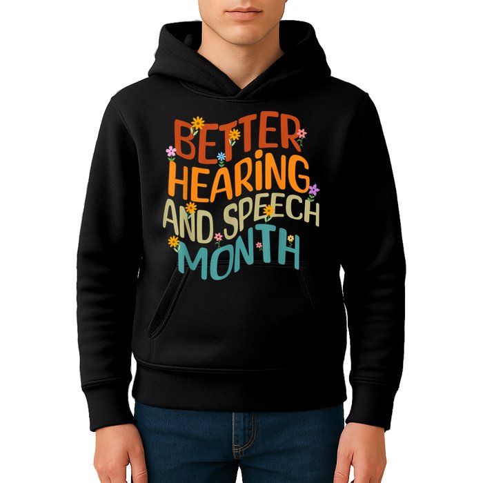 Retro Better Hearing And Speech Month Speech Pathologist SLP Kids Hoodie