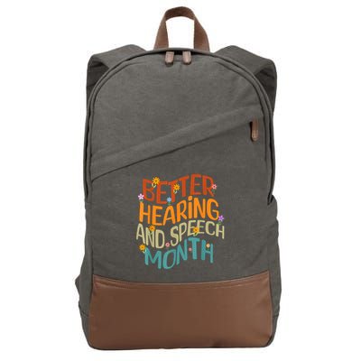 Retro Better Hearing And Speech Month Speech Pathologist SLP Cotton Canvas Backpack