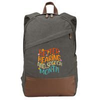 Retro Better Hearing And Speech Month Speech Pathologist SLP Cotton Canvas Backpack