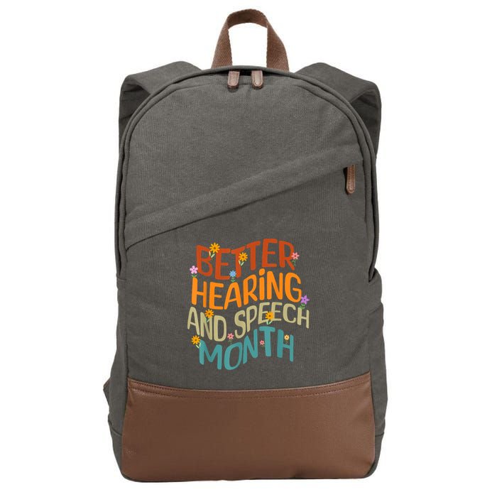 Retro Better Hearing And Speech Month Speech Pathologist SLP Cotton Canvas Backpack