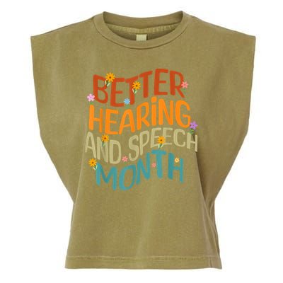 Retro Better Hearing And Speech Month Speech Pathologist SLP Garment-Dyed Women's Muscle Tee