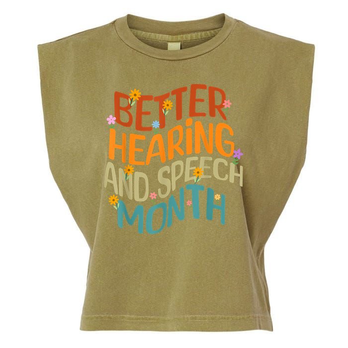 Retro Better Hearing And Speech Month Speech Pathologist SLP Garment-Dyed Women's Muscle Tee