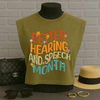 Retro Better Hearing And Speech Month Speech Pathologist SLP Garment-Dyed Women's Muscle Tee