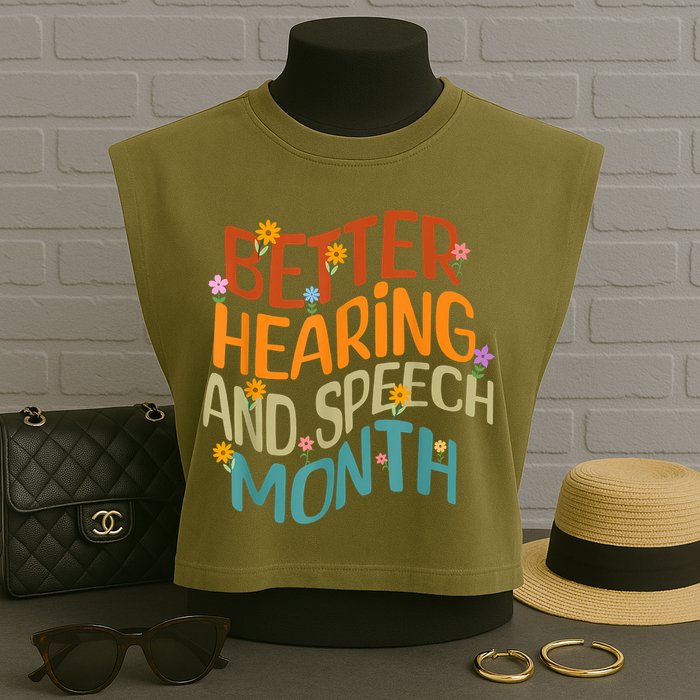 Retro Better Hearing And Speech Month Speech Pathologist SLP Garment-Dyed Women's Muscle Tee