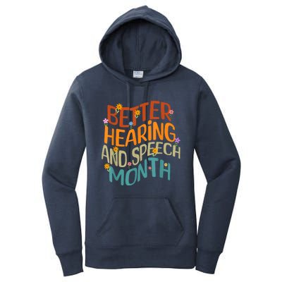 Retro Better Hearing And Speech Month Speech Pathologist SLP Women's Pullover Hoodie