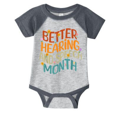 Retro Better Hearing And Speech Month Speech Pathologist SLP Infant Baby Jersey Bodysuit