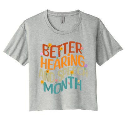 Retro Better Hearing And Speech Month Speech Pathologist SLP Women's Crop Top Tee