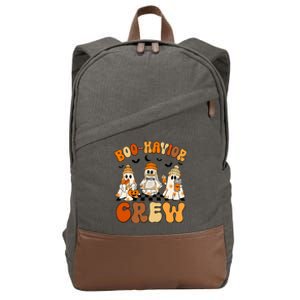 Retro Boo Havior Crew Behavior Analyst Halloween Aba Rbt Cotton Canvas Backpack