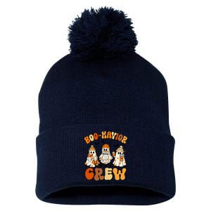 Retro Boo Havior Crew Behavior Analyst Halloween Aba Rbt Pom Pom 12in Knit Beanie