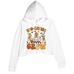 Retro Boo Havior Crew Behavior Analyst Halloween Aba Rbt Crop Fleece Hoodie