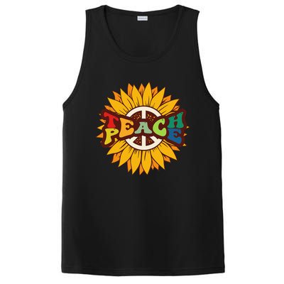 Retro Boho Hippie Vintage Kindness Vibe Teacher Teach Peace PosiCharge Competitor Tank