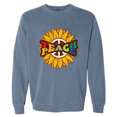 Retro Boho Hippie Vintage Kindness Vibe Teacher Teach Peace Garment-Dyed Sweatshirt