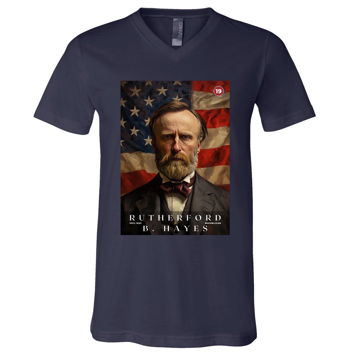 Rutherford B. Hayes 19th President Of The United States Portrait V-Neck T-Shirt