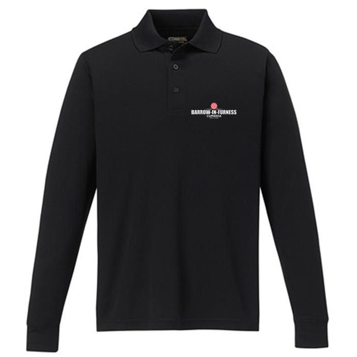 retro Barrow in Furness Cumbria England Performance Long Sleeve Polo