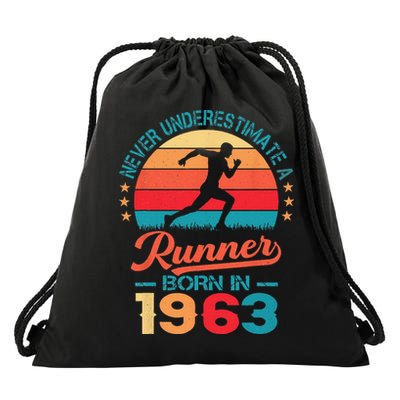 Runner Born In 1963 60th Birthday Running 60 Years Old Drawstring Bag