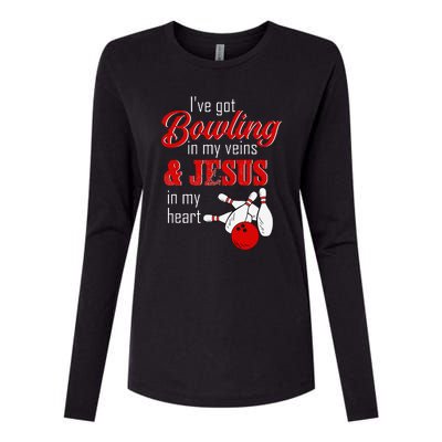 RD Bowling In My Veins Jesus In My Heart Womens Cotton Relaxed Long Sleeve T-Shirt