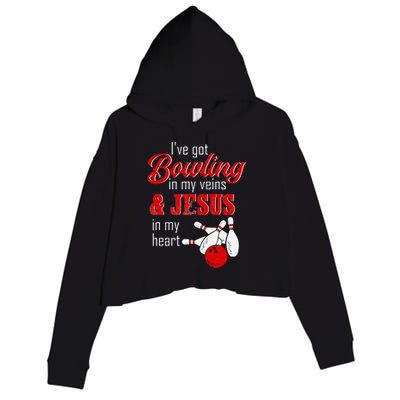 RD Bowling In My Veins Jesus In My Heart Crop Fleece Hoodie