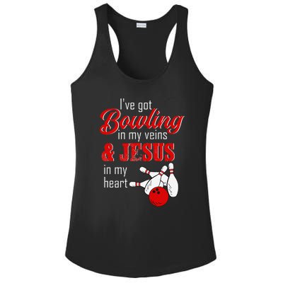 RD Bowling In My Veins Jesus In My Heart Ladies PosiCharge Competitor Racerback Tank