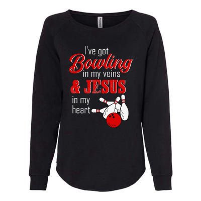 RD Bowling In My Veins Jesus In My Heart Womens California Wash Sweatshirt