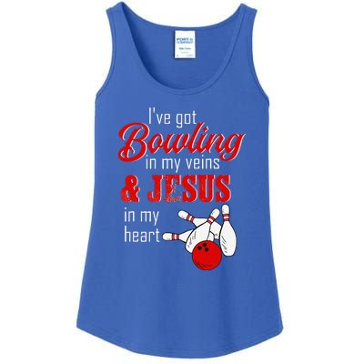 RD Bowling In My Veins Jesus In My Heart Ladies Essential Tank