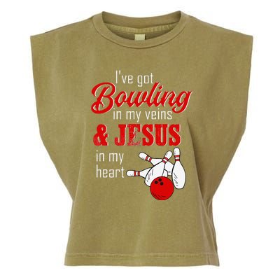 RD Bowling In My Veins Jesus In My Heart Garment-Dyed Women's Muscle Tee