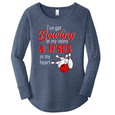 RD Bowling In My Veins Jesus In My Heart Women's Perfect Tri Tunic Long Sleeve Shirt