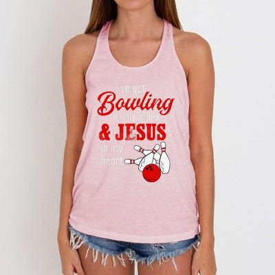 RD Bowling In My Veins Jesus In My Heart Women's Knotted Racerback Tank