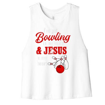 RD Bowling In My Veins Jesus In My Heart Women's Racerback Cropped Tank