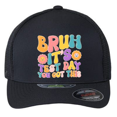 Retro Bruh Its Test Day You Got This Flexfit Unipanel Trucker Cap