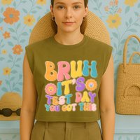 Retro Bruh Its Test Day You Got This Garment-Dyed Women's Muscle Tee