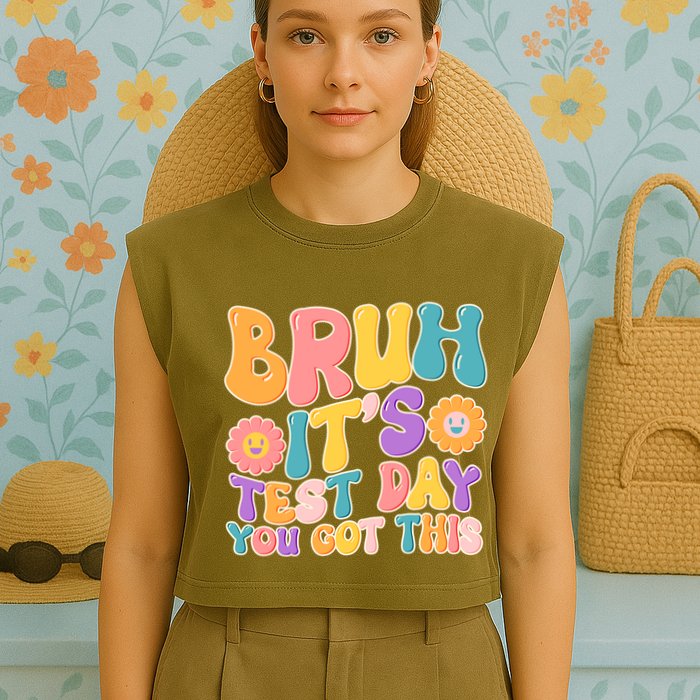 Retro Bruh Its Test Day You Got This Garment-Dyed Women's Muscle Tee