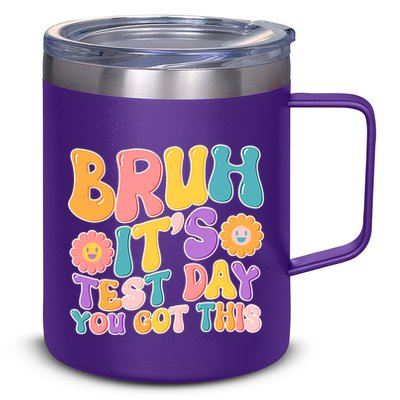 Retro Bruh Its Test Day You Got This 12oz Stainless Steel Coffee Mug