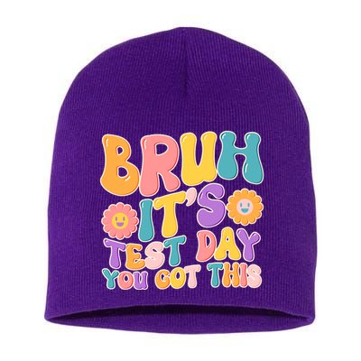 Retro Bruh Its Test Day You Got This Short Acrylic Beanie