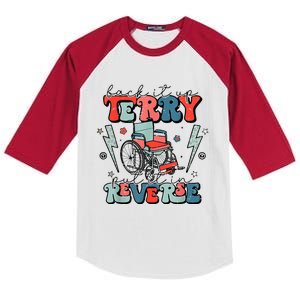 Retro Back It Up Terry Put It In Reverse Funny 4th Of July Kids Colorblock Raglan Jersey