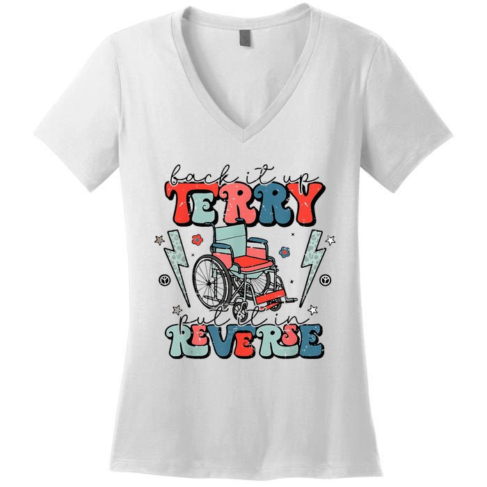 Retro Back It Up Terry Put It In Reverse Funny 4th Of July Women's V-Neck T-Shirt