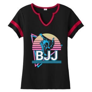 Retro Brazilian Jiu Jitsu Funny BJJ Gifts Ladies Halftime Notch Neck Tee