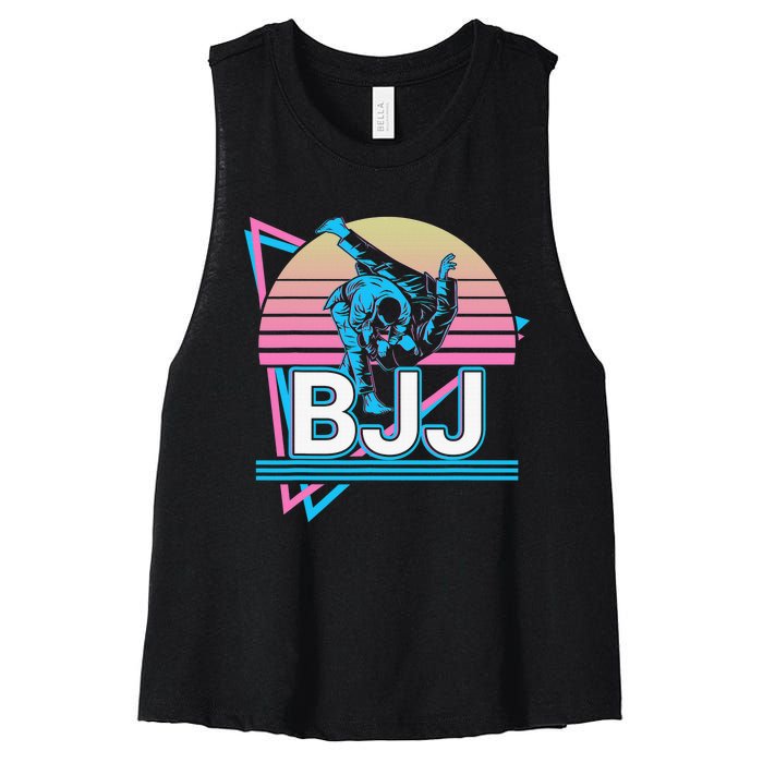 Retro Brazilian Jiu Jitsu Funny BJJ Gifts Women's Racerback Cropped Tank