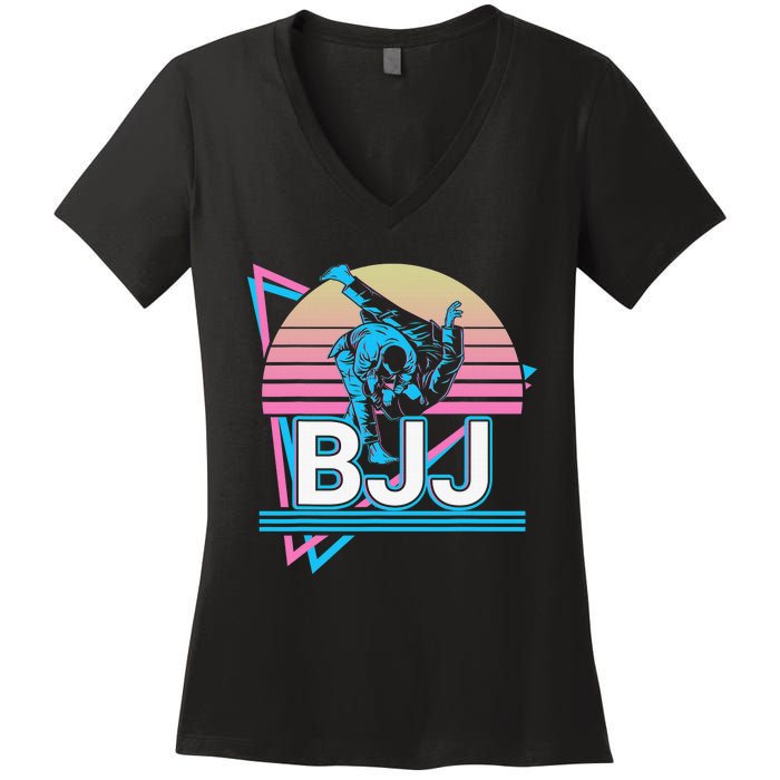 Retro Brazilian Jiu Jitsu Funny BJJ Gifts Women's V-Neck T-Shirt