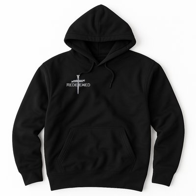 Redeemed By Jesus Christ 3 Nails Cross Christian Faith Embroidered Embroidered Hoodie