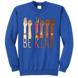 Retro Be Kind Hand Sign Language Asl Puzzle Autism Awareness Great Gift Sweatshirt