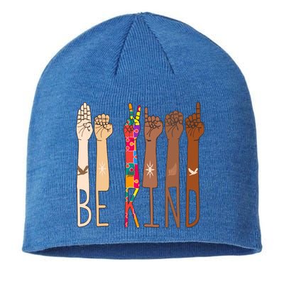 Retro Be Kind Hand Sign Language Asl Puzzle Autism Awareness Great Gift Sustainable Beanie