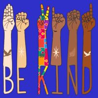 Retro Be Kind Hand Sign Language Asl Puzzle Autism Awareness Great Gift Stripe Pom Pom Beanie