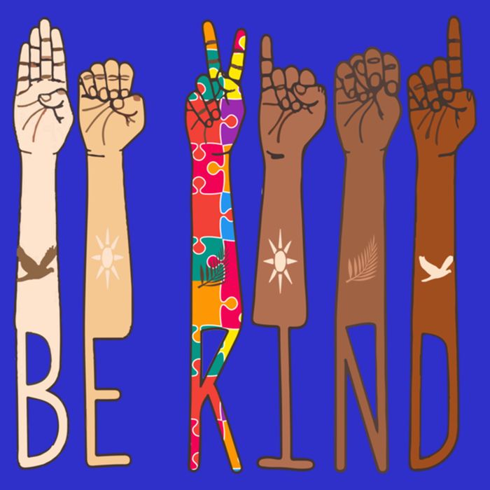 Retro Be Kind Hand Sign Language Asl Puzzle Autism Awareness Great Gift Stripe Pom Pom Beanie