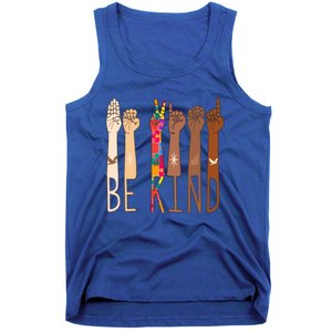 Retro Be Kind Hand Sign Language Asl Puzzle Autism Awareness Great Gift Tank Top